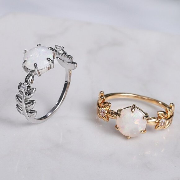 🌸Dainty Opal CZ Silver Plated Beautiful Fashion Trendy Ring for Women,UN… - Picture 3 of 5